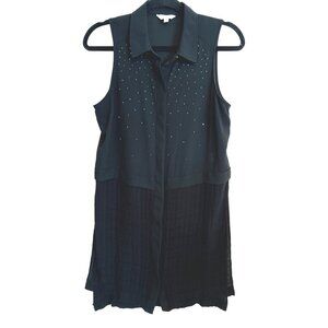 2/$30 Candies Medium Black Sheer Overlay Mid-Length Lightweight Jacket Vest